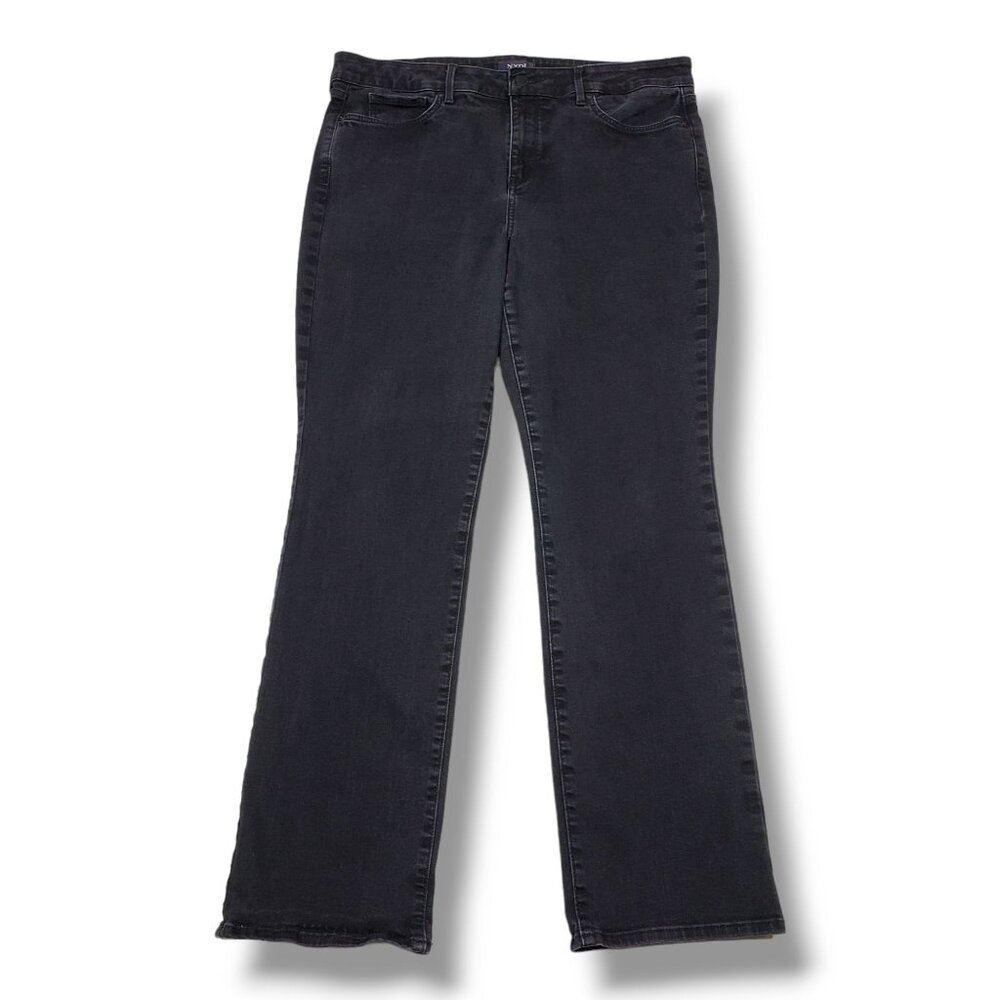 NYDJ Marilyn Straight Jeans Womens 14 Black High Rise
